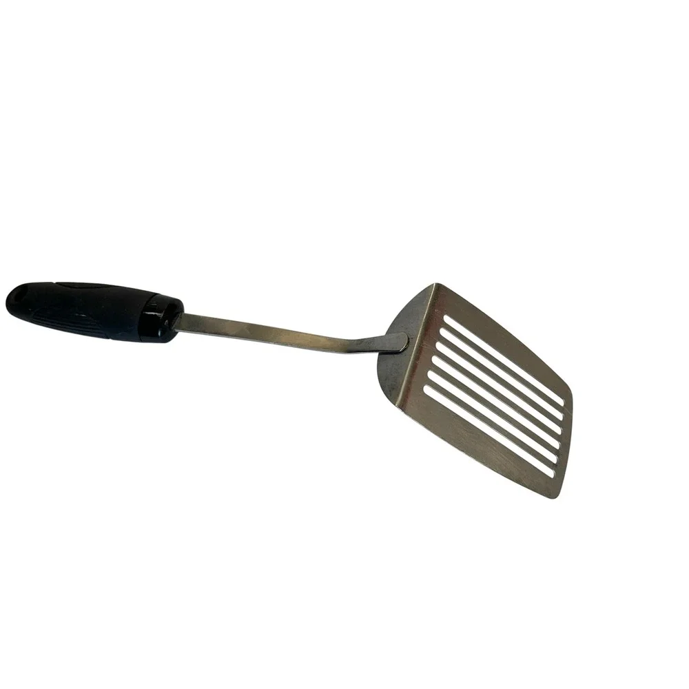 EKCO Stainless Steel Slotted Spatula 14 In Fish Turner Black Rubber Grip Handle